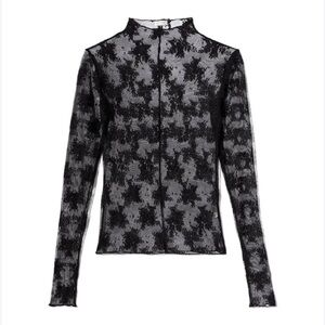 Free People Black Lace Long Sleeve Top